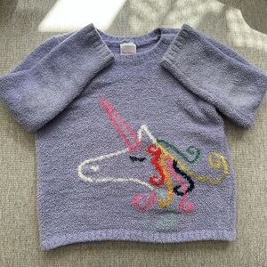 Hanna Andersson 4T Marshmallow Sweater - Lavender with Colorful Unicorn